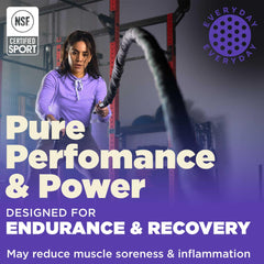 Scoop of unflavored creatine powder next to canister