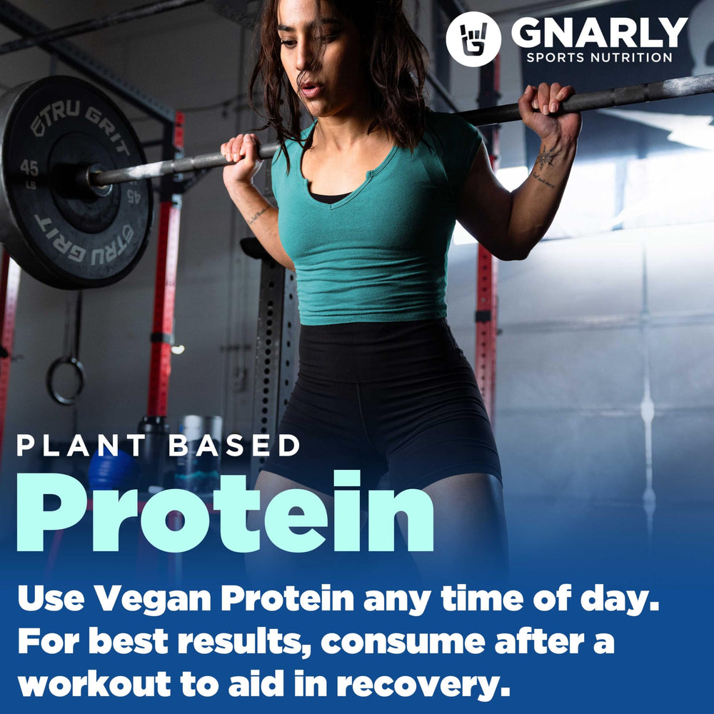 Gnarly Vegan Plant Protein chocolate packaging and tub