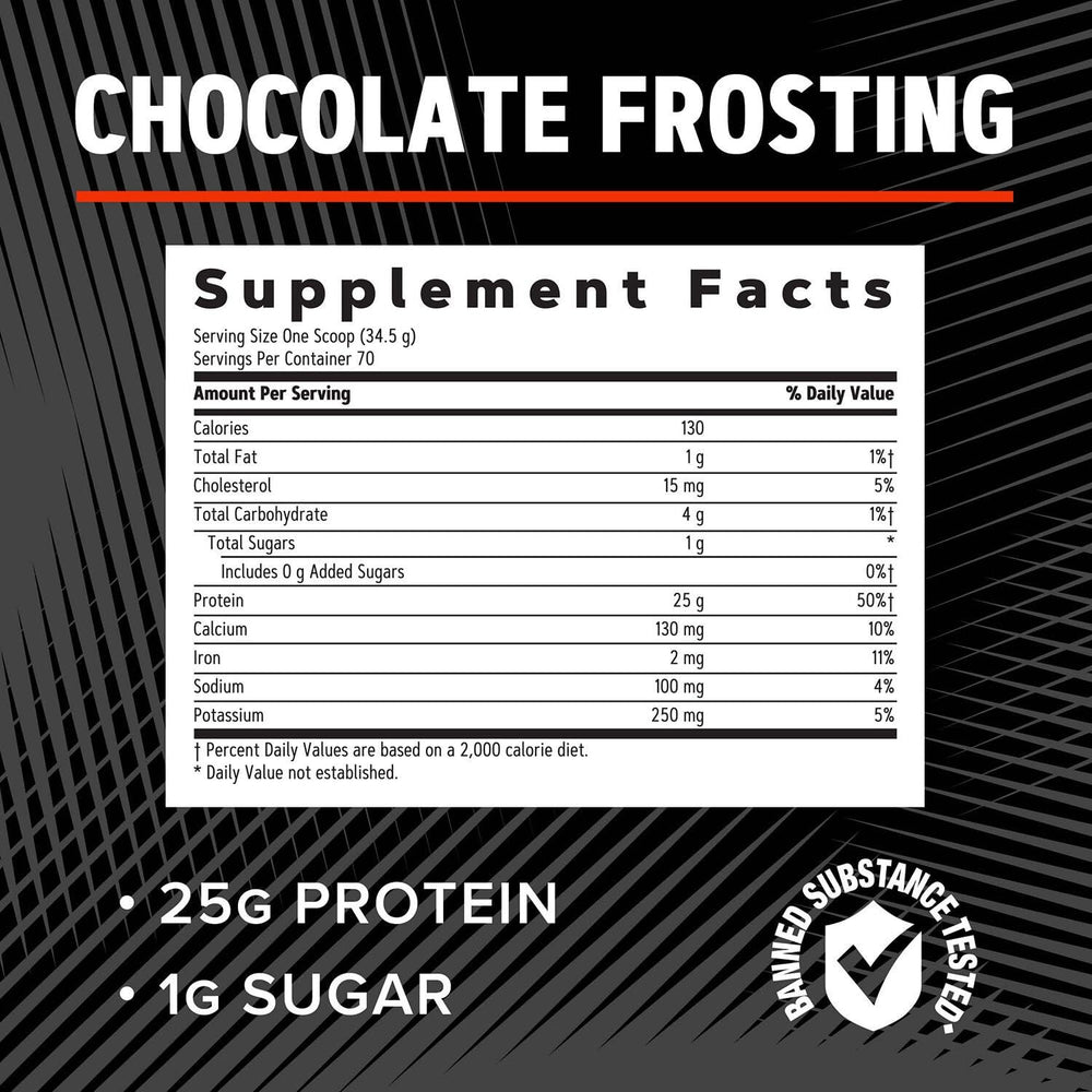 Nutrition facts label for GNC AMP Pure Isolate Chocolate Frosting