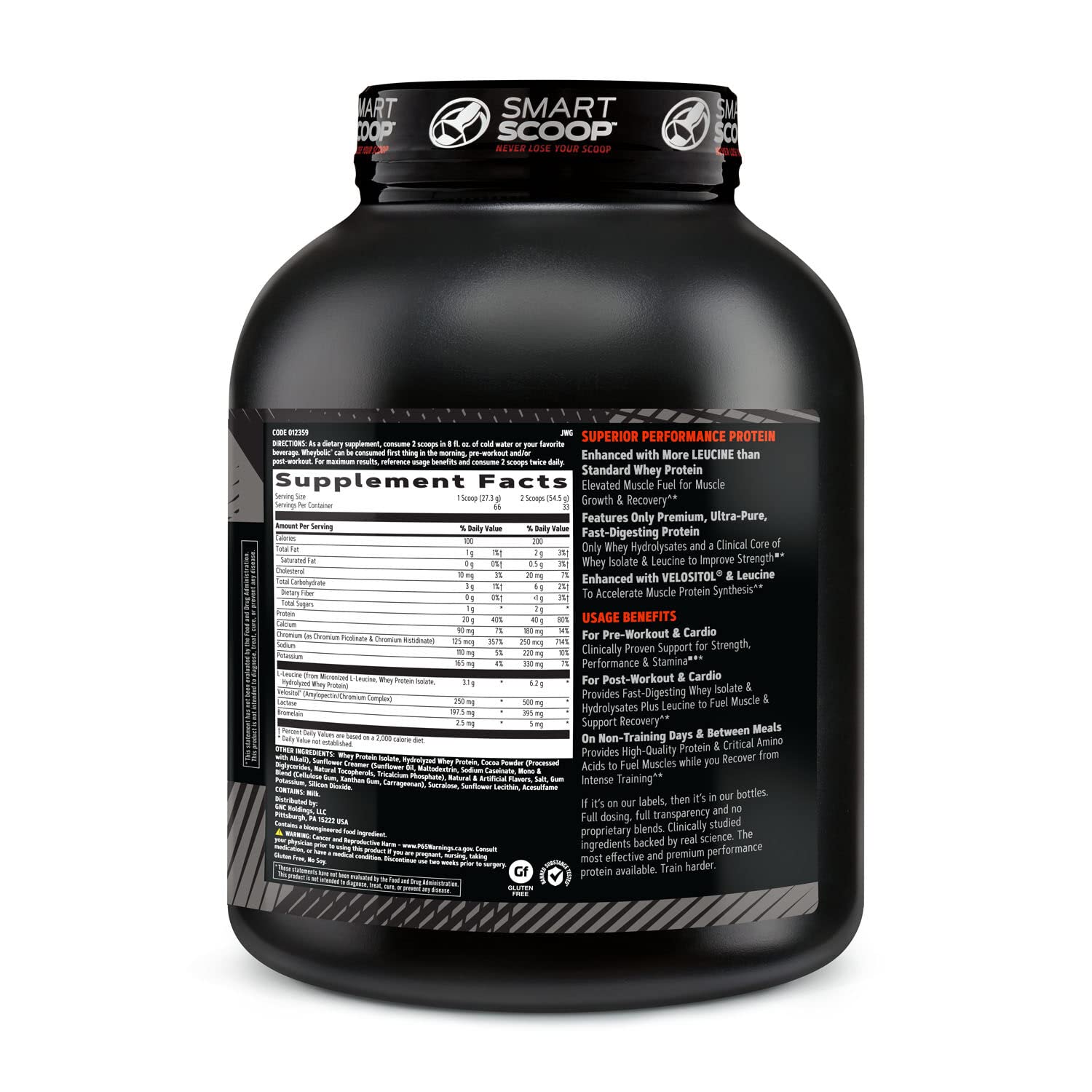 GNC AMP Wheybolic chocolate fudge scoop ready for post-workout shake.