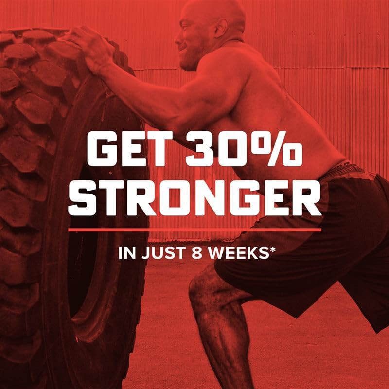 GNC AMP Wheybolic clinical proof graph shows 8-week strength and size gains