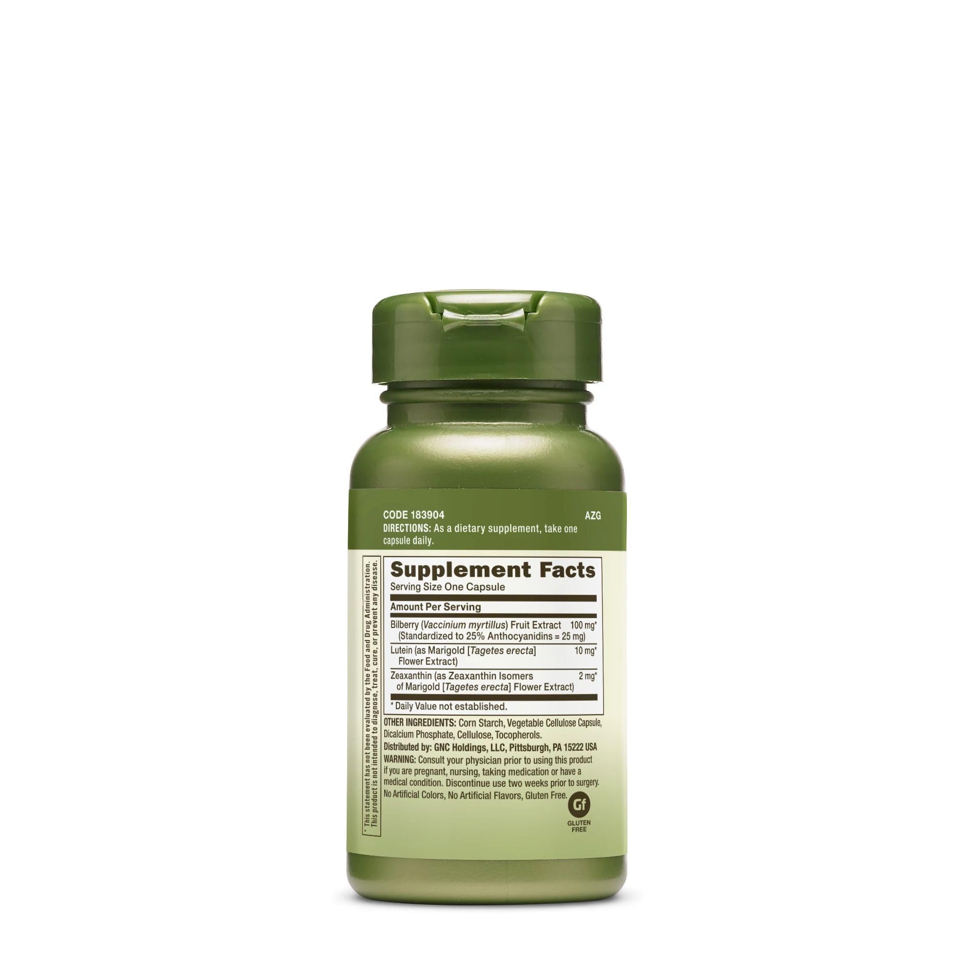 Bilberry extract 100 mg detail on product label