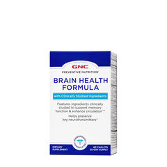 GNC Preventive Nutrition Brain Health Formula bottle with 60 caplets