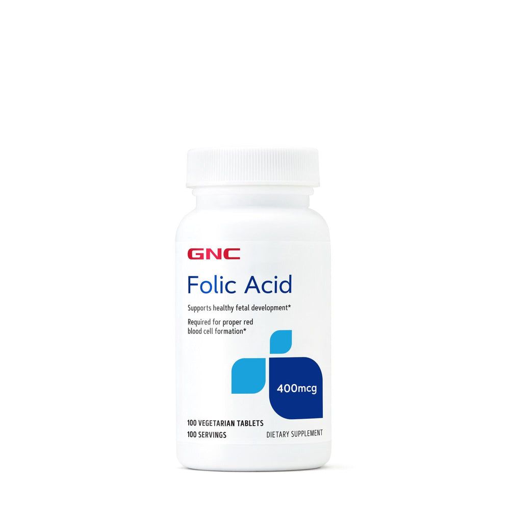 GNC Folic Acid 400mcg bottle – front view (100 count)