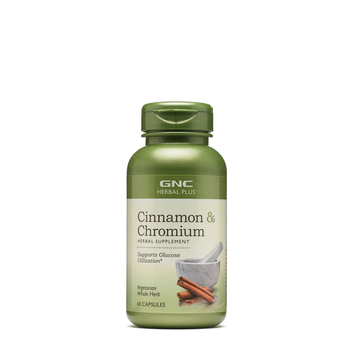 GNC Herbal Plus Cinnamon & Chromium bottle - front view