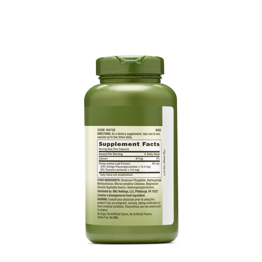 Supplement facts panel showing 60mg per serving