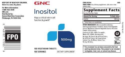 GNC Inositol 500mg tablets in bottle