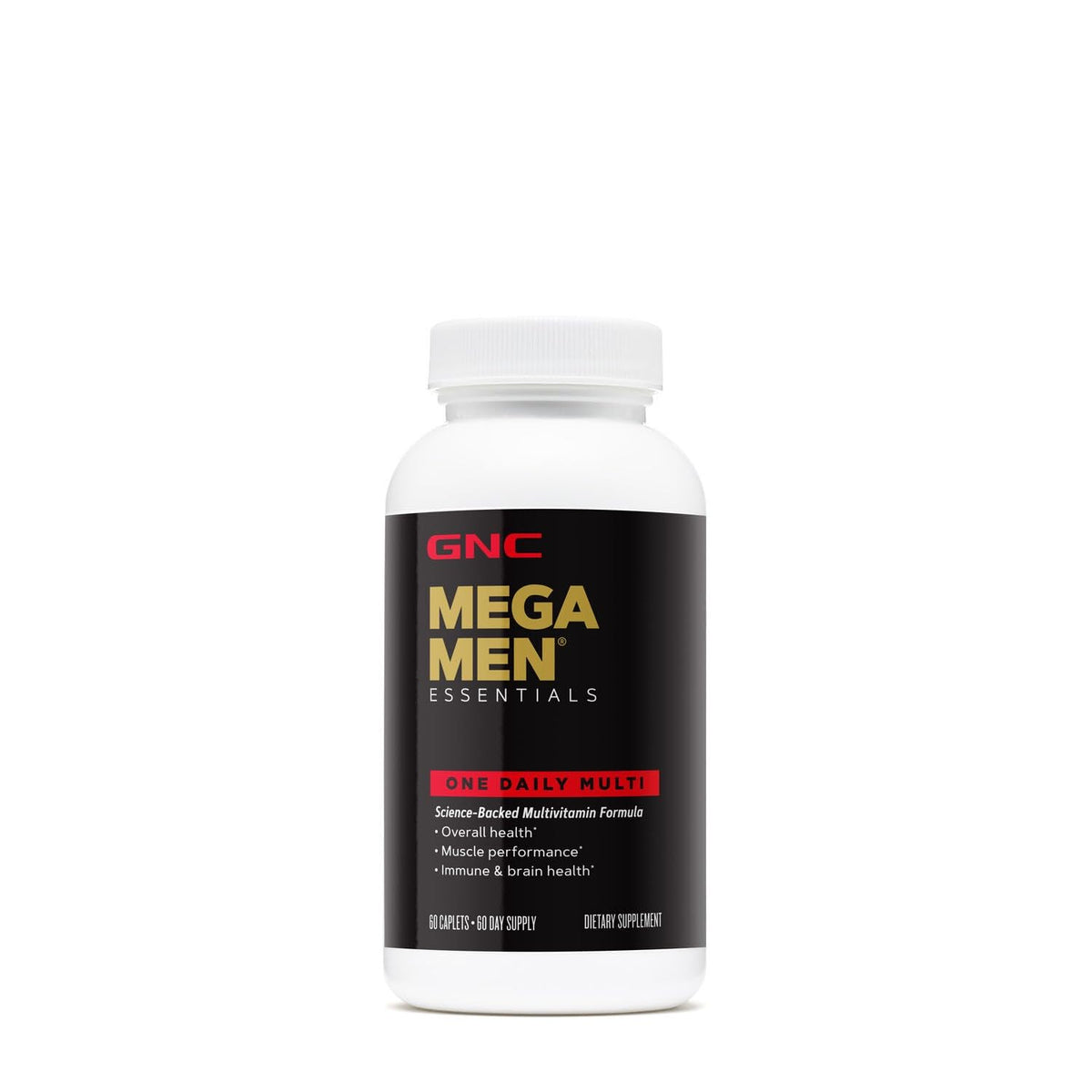 GNC Mega Men Essentials One Daily Multivitamin bottle front view
