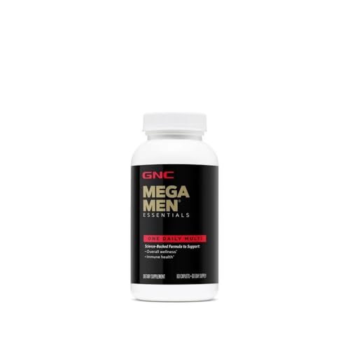 GNC Mega Men Essentials One Daily Multivitamin bottle side view