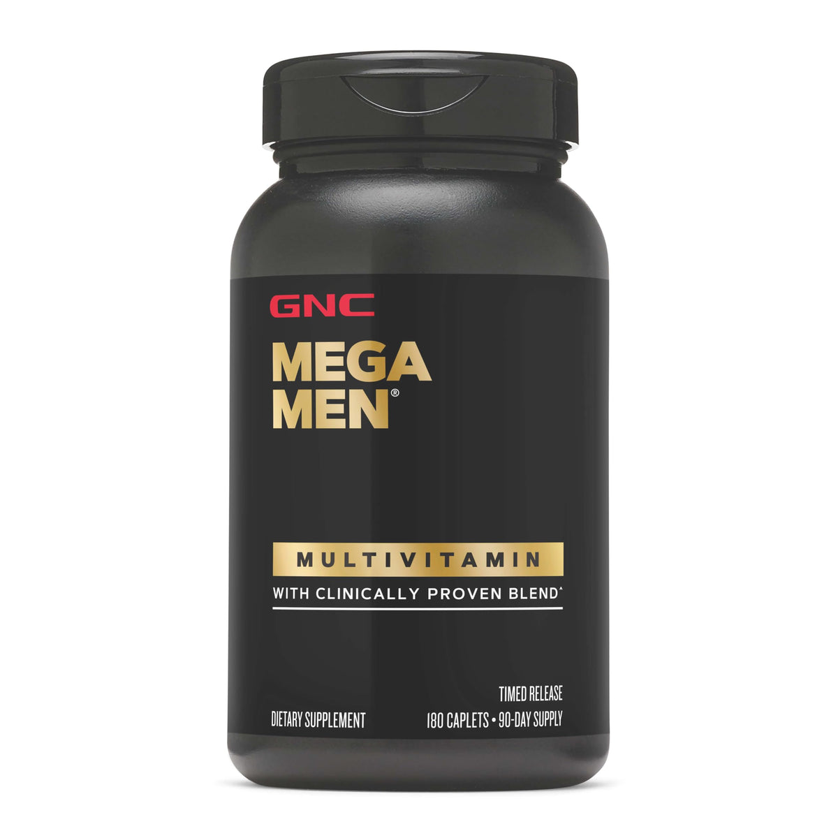 GNC Mega Men Multivitamin Caplets bottle front view