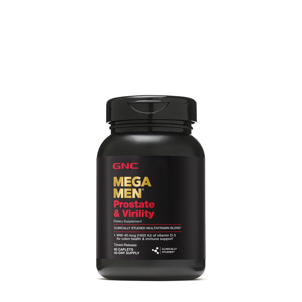 GNC Mega Men Prostate & Virility multivitamin bottle front view