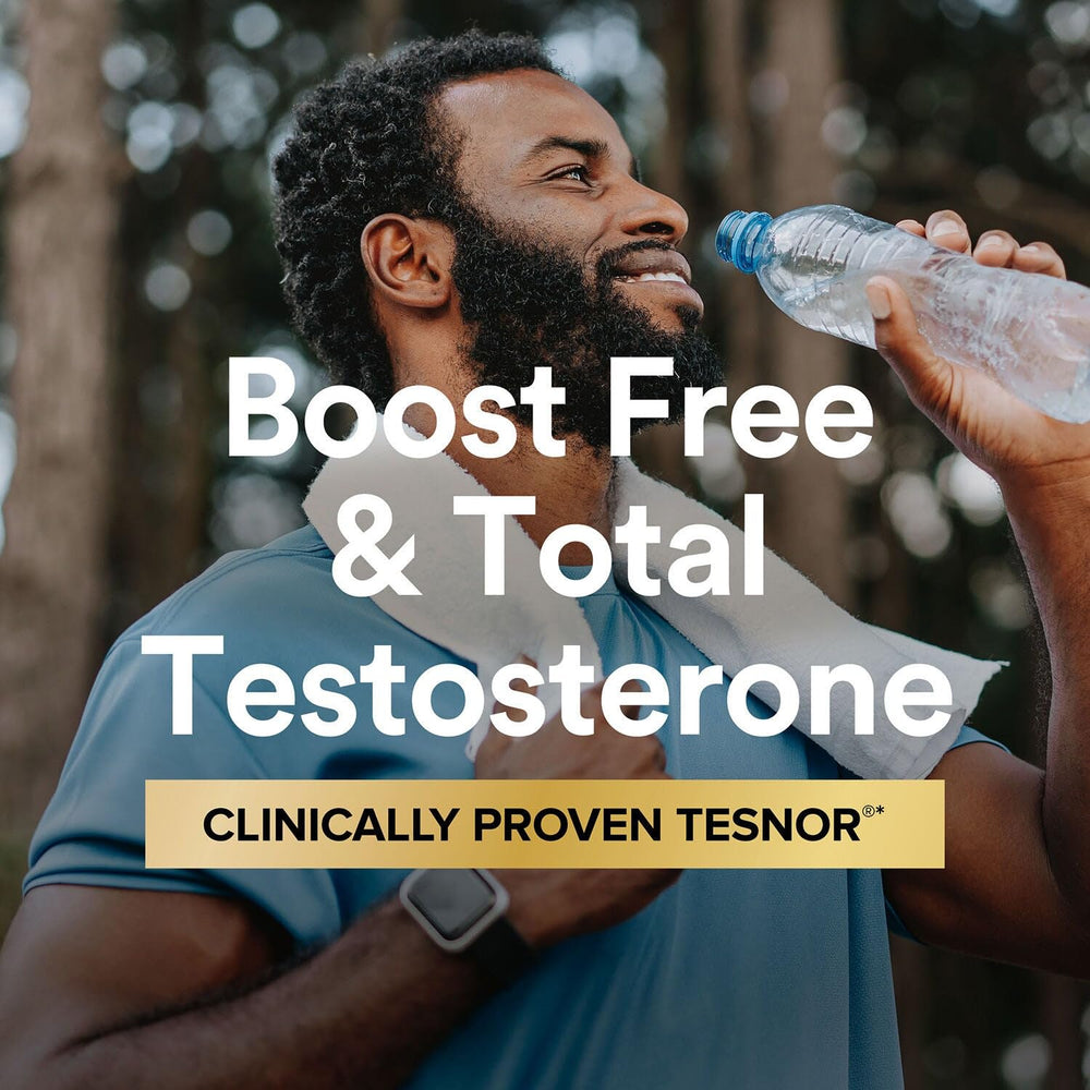 GNC Mega Men Ultra Testosterone Tesnor ingredient highlights natural test-boost potential.