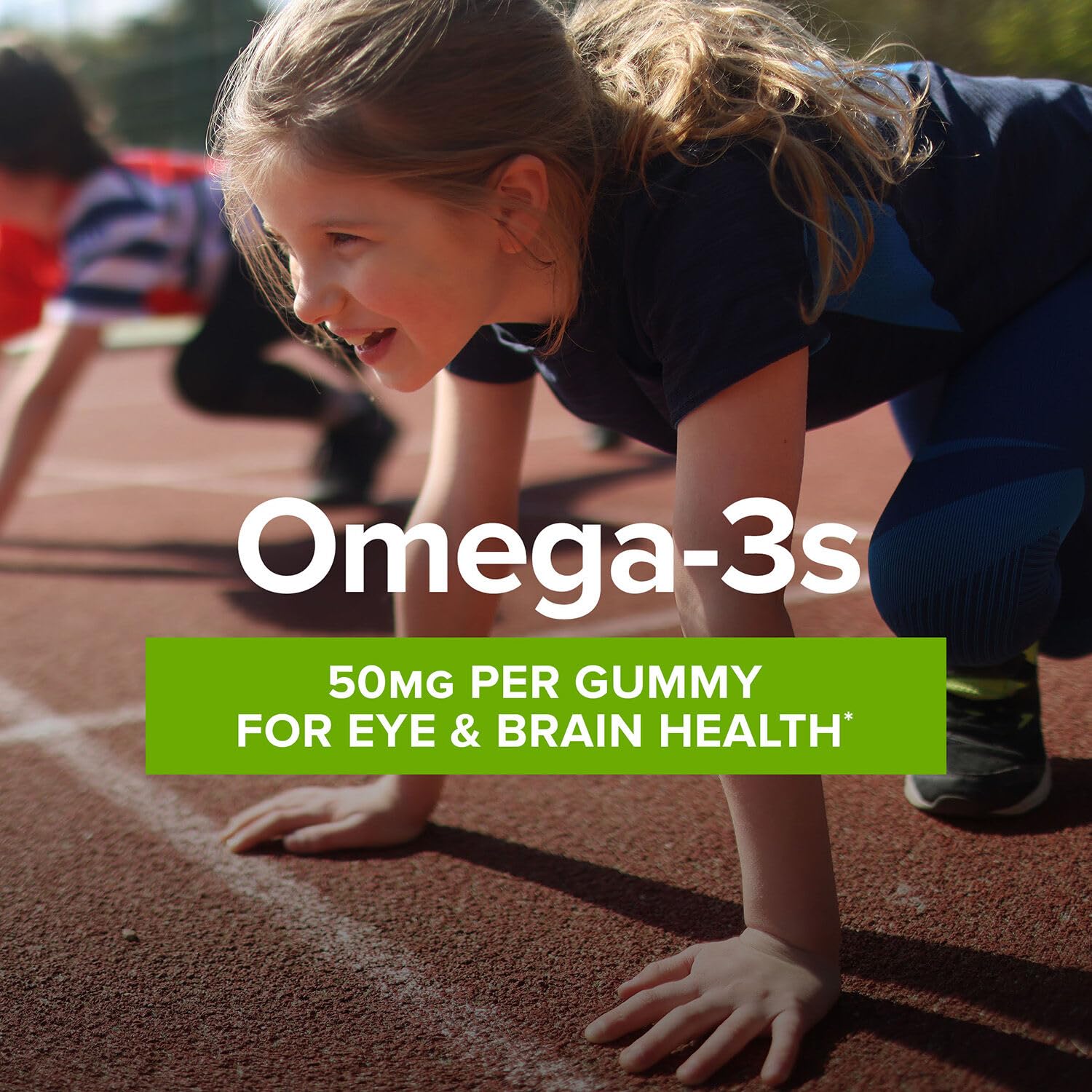 Nutrition panel showing ingredients and 50 mg EPA/DHA per gummy