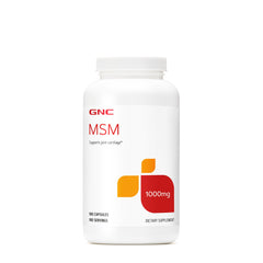 GNC MSM 1000mg supplement bottle with 180 capsules
