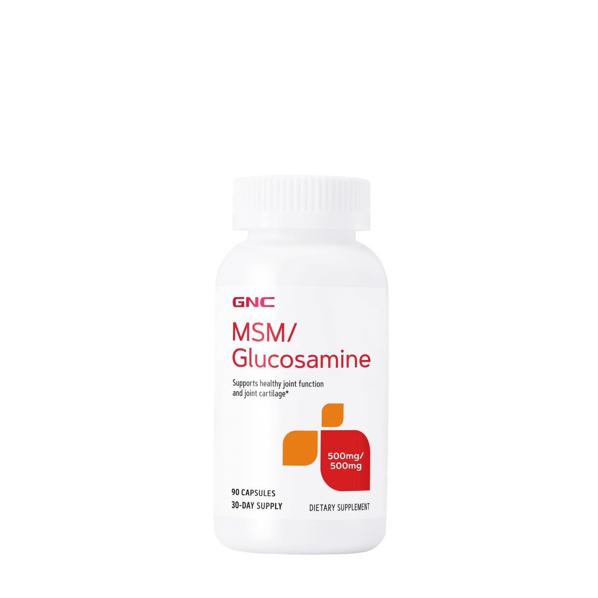 GNC MSM Glucosamine 500mg supplement bottle front view