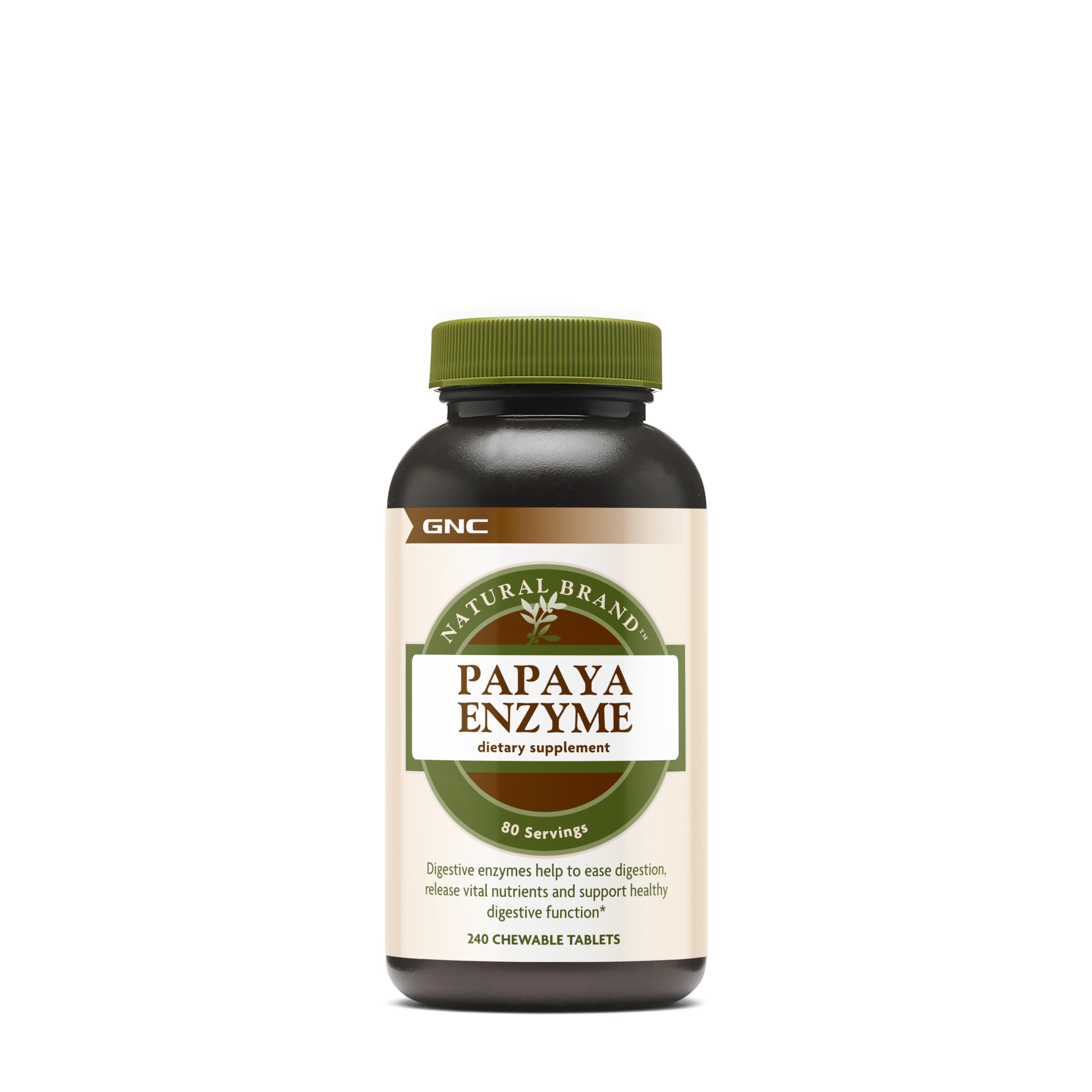 GNC Papaya Enzymes bottle labeled with chewable tablets
