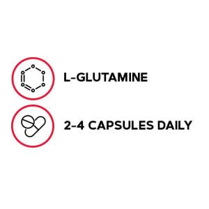 L-Glutamine capsules in bottle for muscle recovery