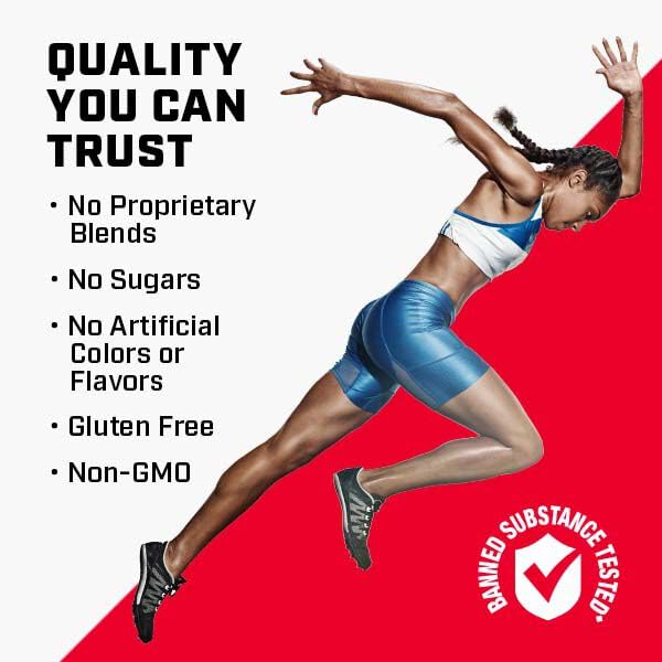 Close-up of GNC Pro Performance Pre-Workout Blue Raspberry bottle