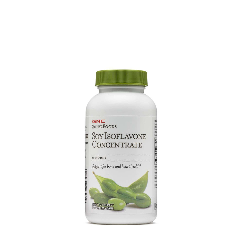 GNC SuperFoods Soy Isoflavone Concentrate bottle with 90 capsules