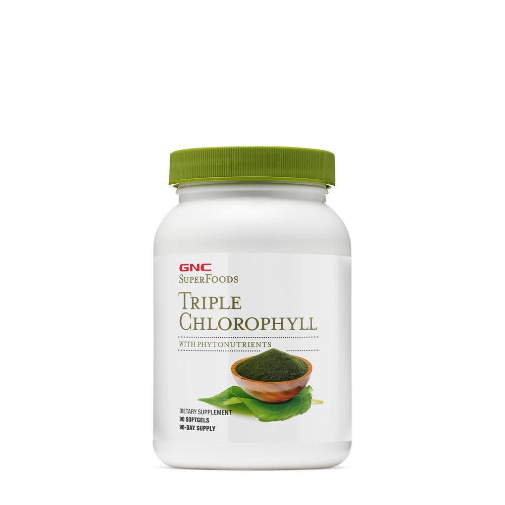 GNC Superfoods Triple Chlorophyll bottle ready for daily wellness routine.