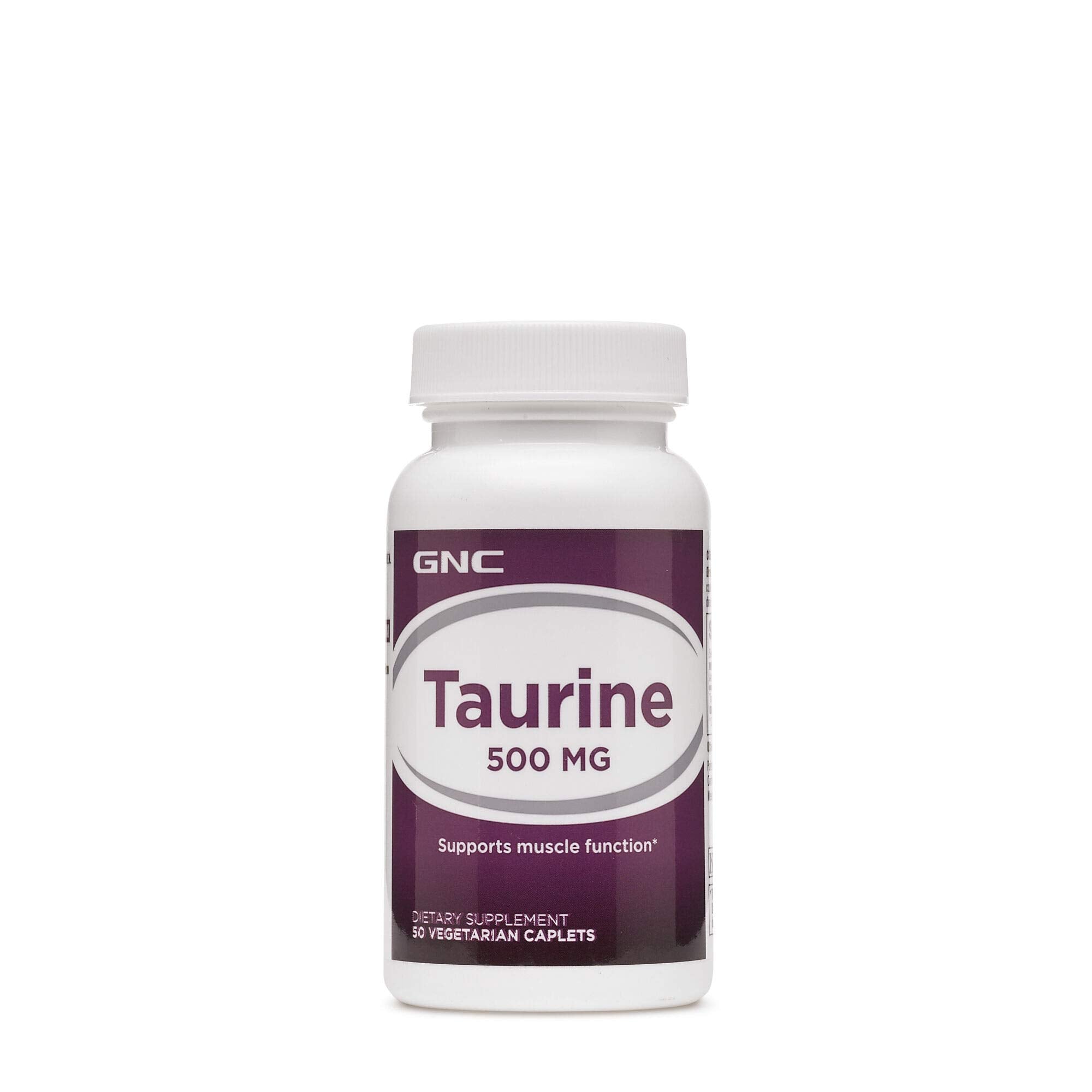 GNC Taurine 500mg supplement bottle – front view
