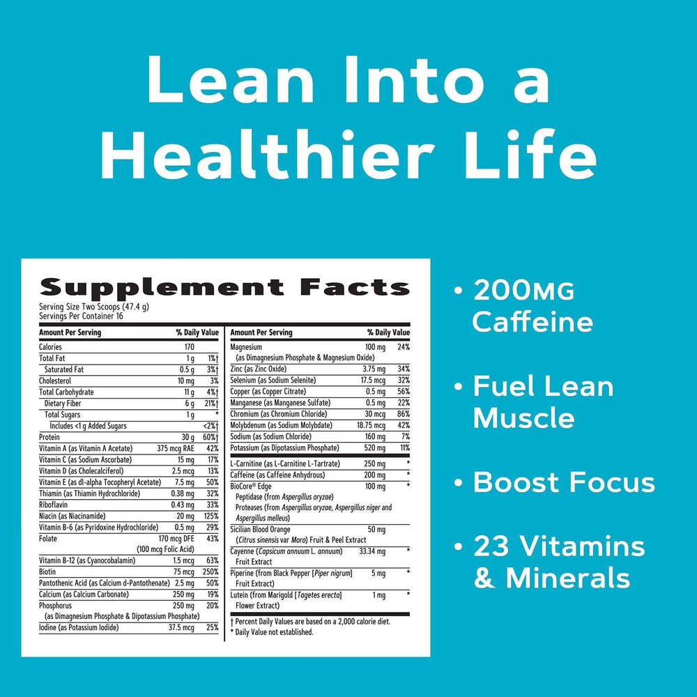 GNC Total Lean Lean Shake Burn chocolate fudge shake glass highlights creamy texture for convenient fueling