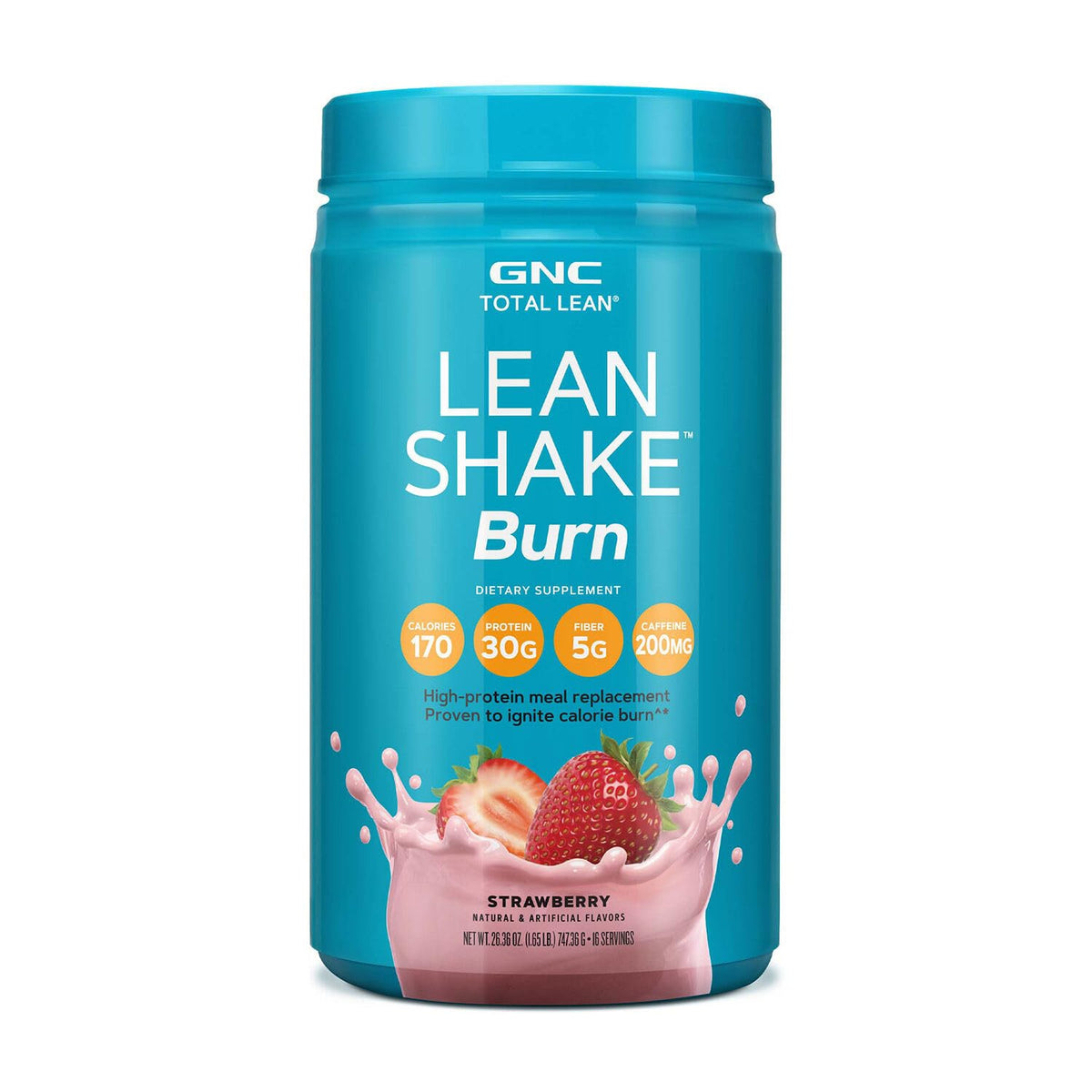 GNC Total Lean Lean Shake Burn Strawberry 16 Servings packaging