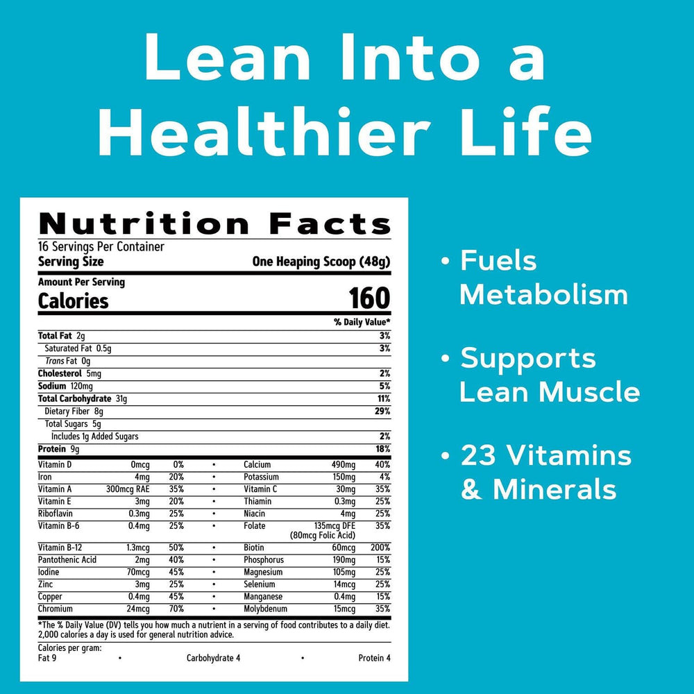 GNC Total Lean Lean Shake Classic Vanilla Bean nutrition label supports healthy goals