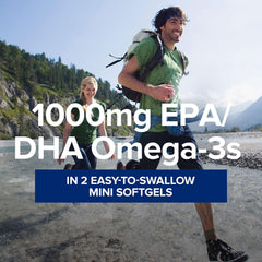 Close-up of two enteric-coated mini softgels