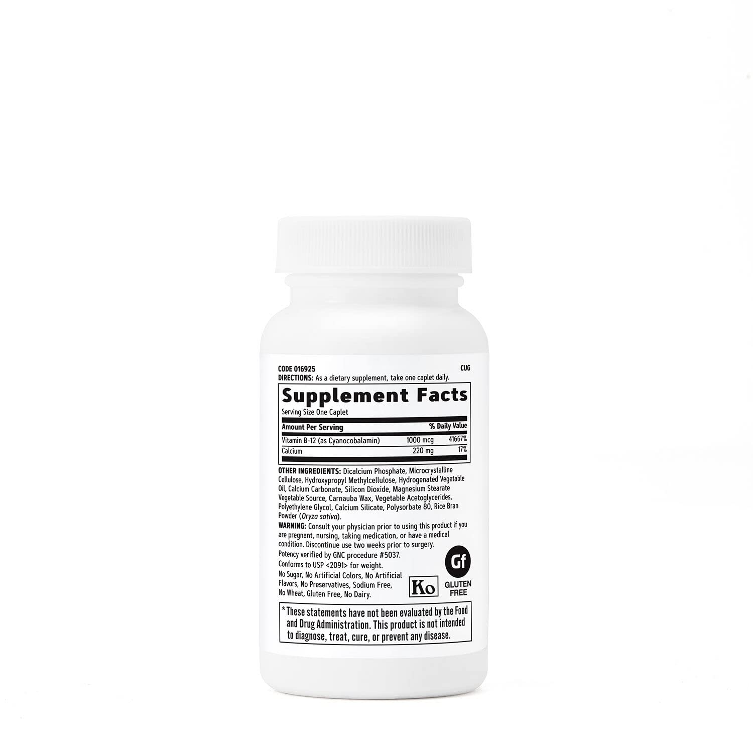 GNC Vitamin B-12 1000mcg label close-up