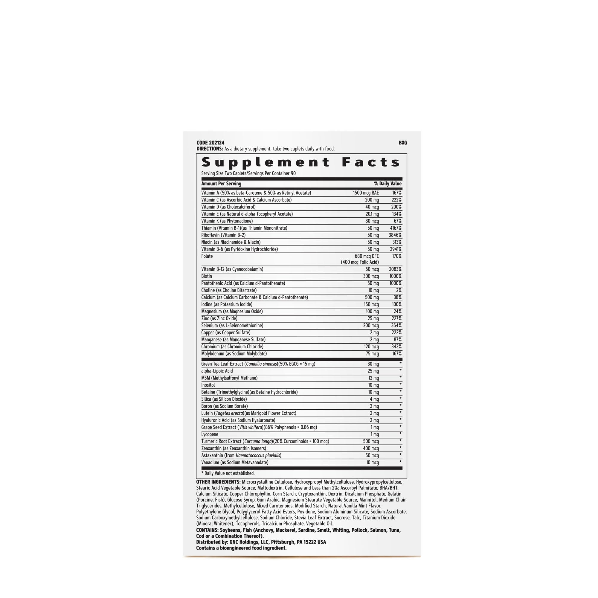 Close-up of GNC Women's Active Multivitamin caplets