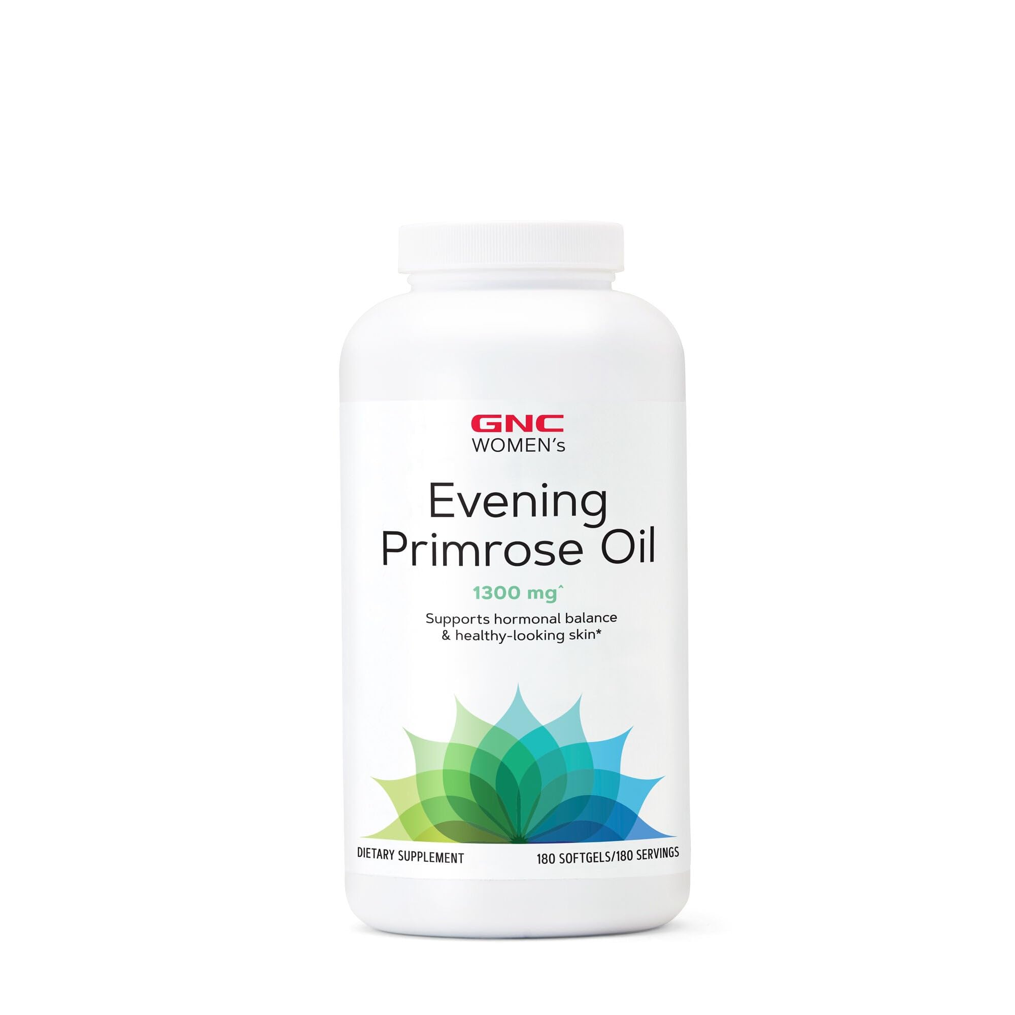 Bottle of GNC Evening Primrose Oil 1300 mg 180 softgel capsules