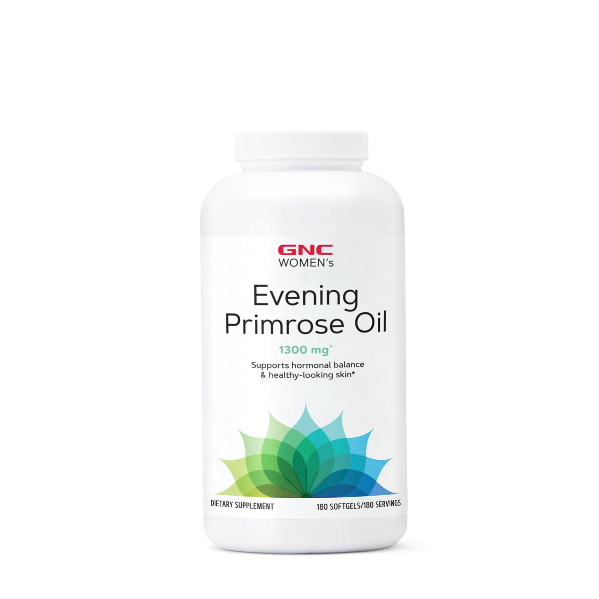 Bottle of GNC Evening Primrose Oil 1300 mg 180 softgel capsules
