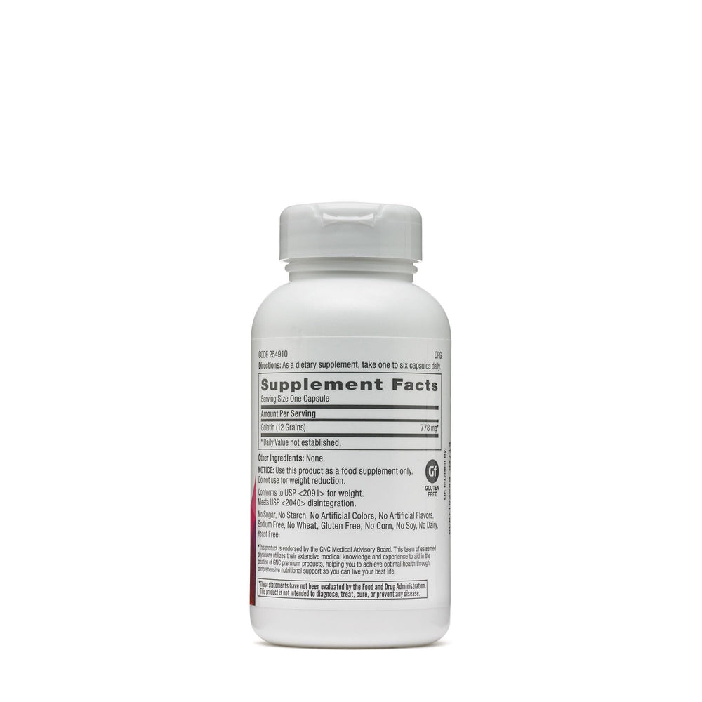 GNC gelatin capsules side view for easy daily use