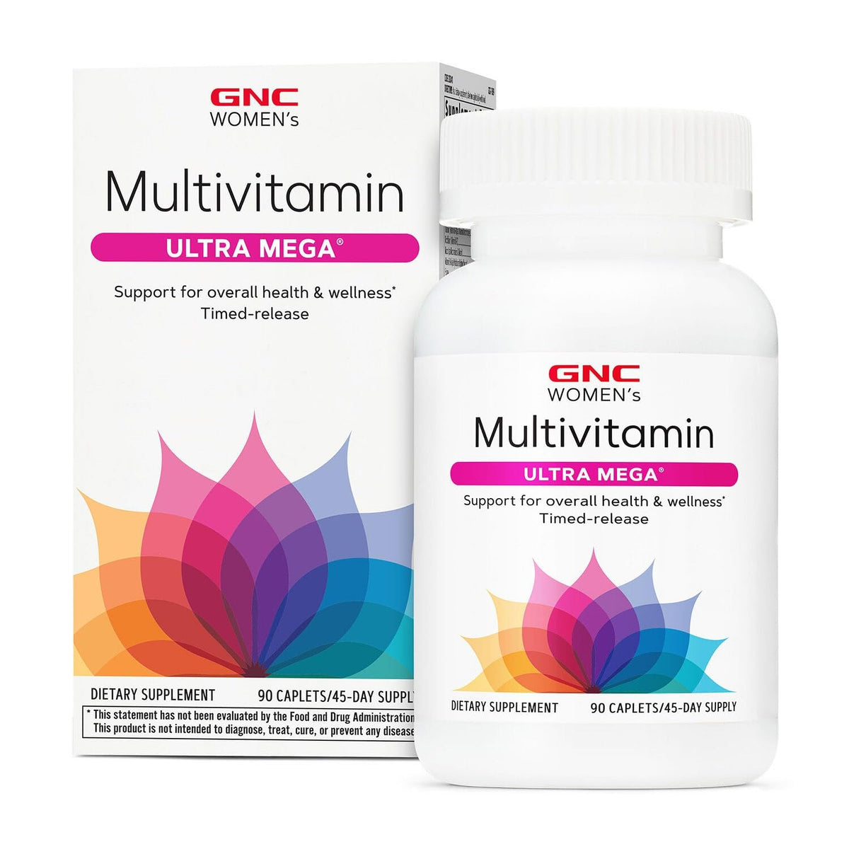 GNC Women’s Ultra Mega Multivitamin Caplets bottle front view