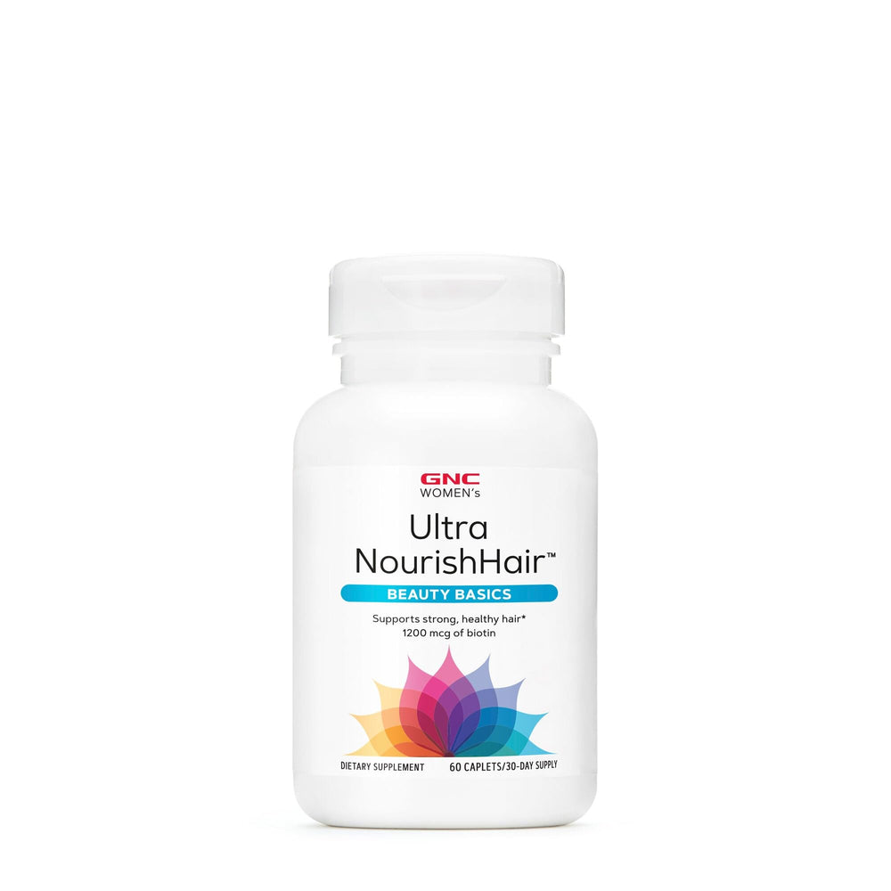 GNC Women's Ultra NourishHair Vitamins bottle displaying 60-count package