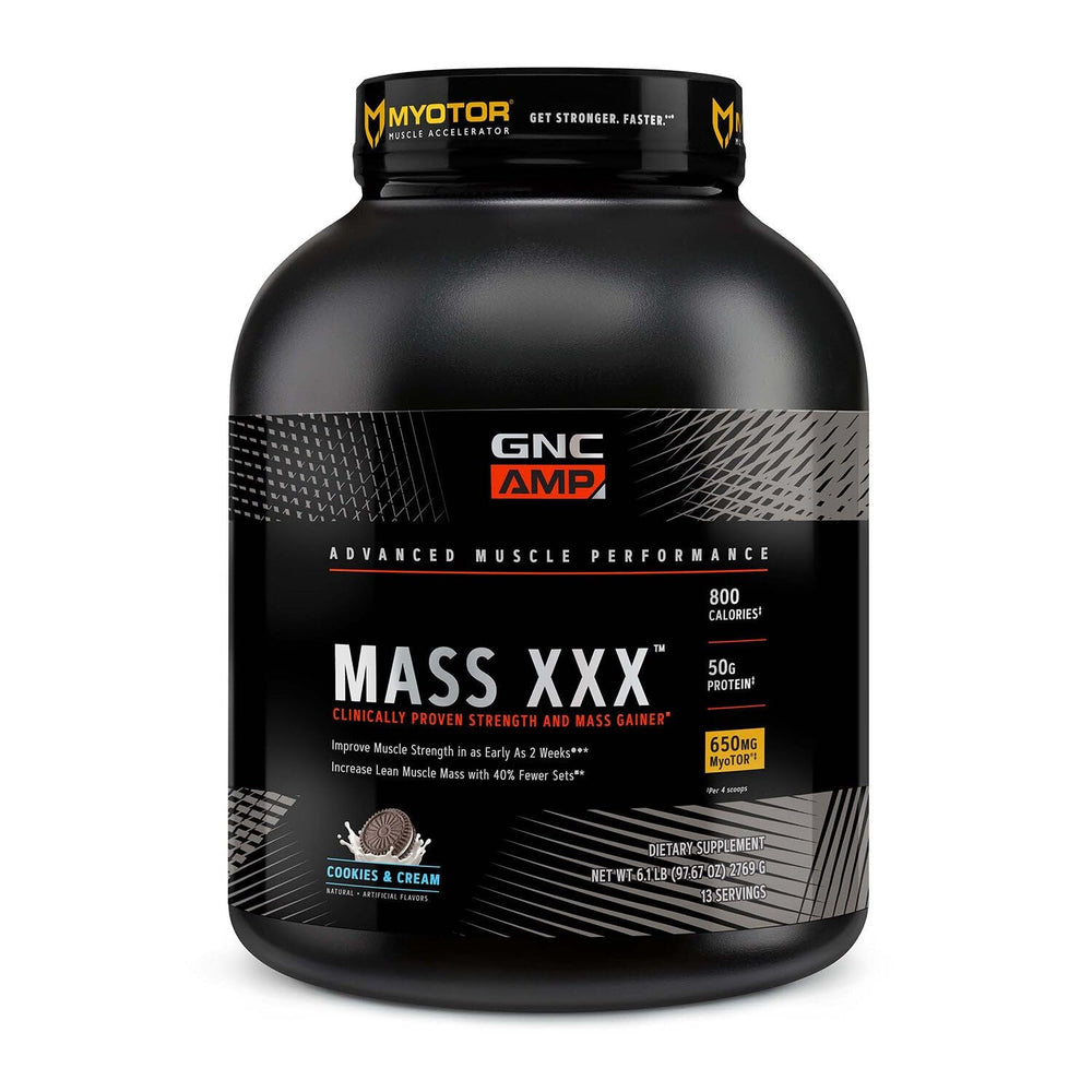 GNC AMP Mass XXX Cookies & Cream label