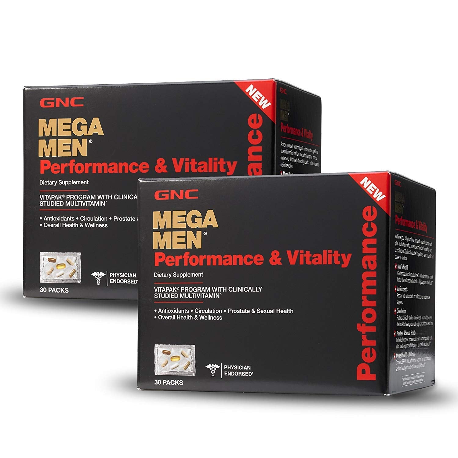 GNC Mega Men Performance Vitality - 30 Packs Vitapak program