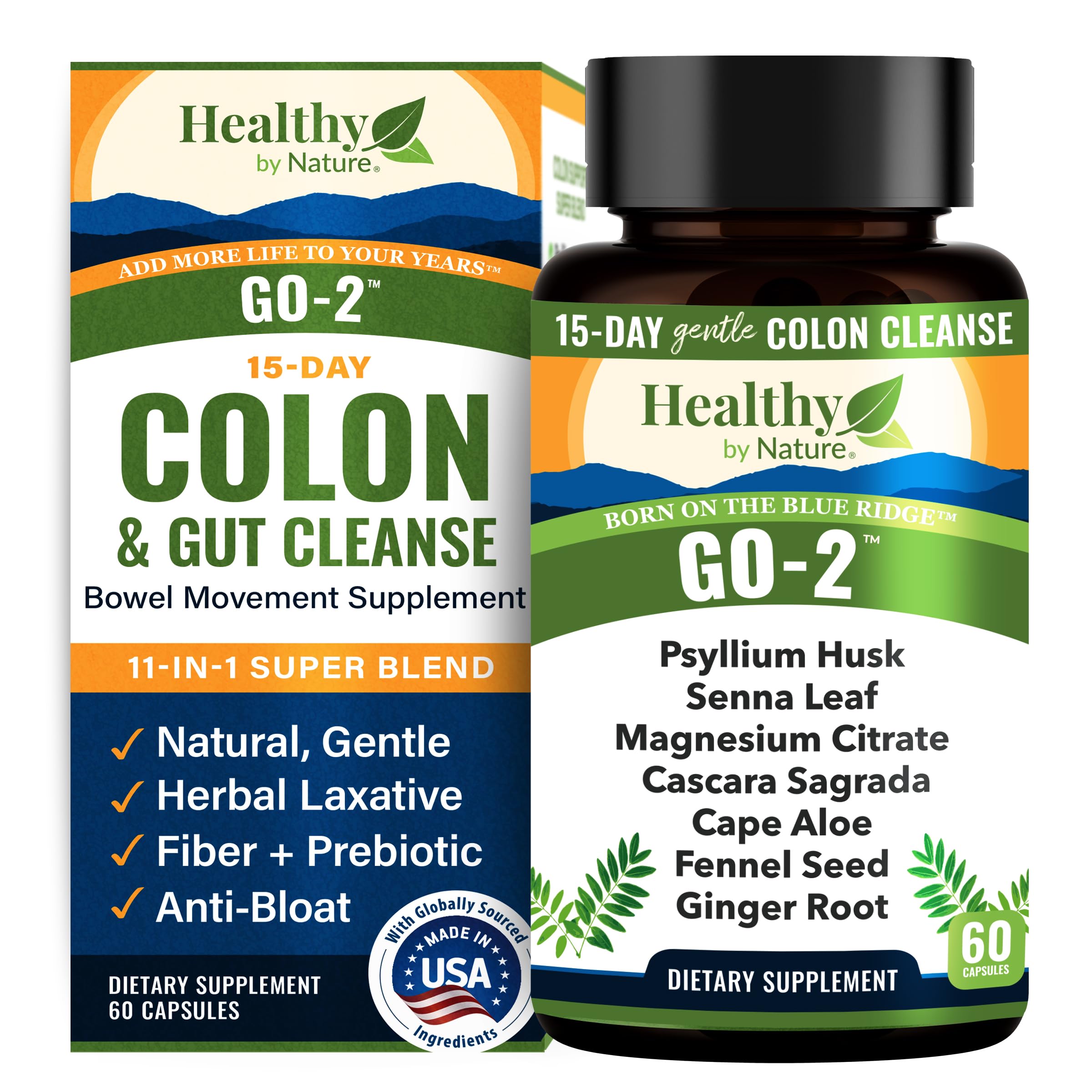 GO-2 Colon Cleanse 60-count hero image with bottle