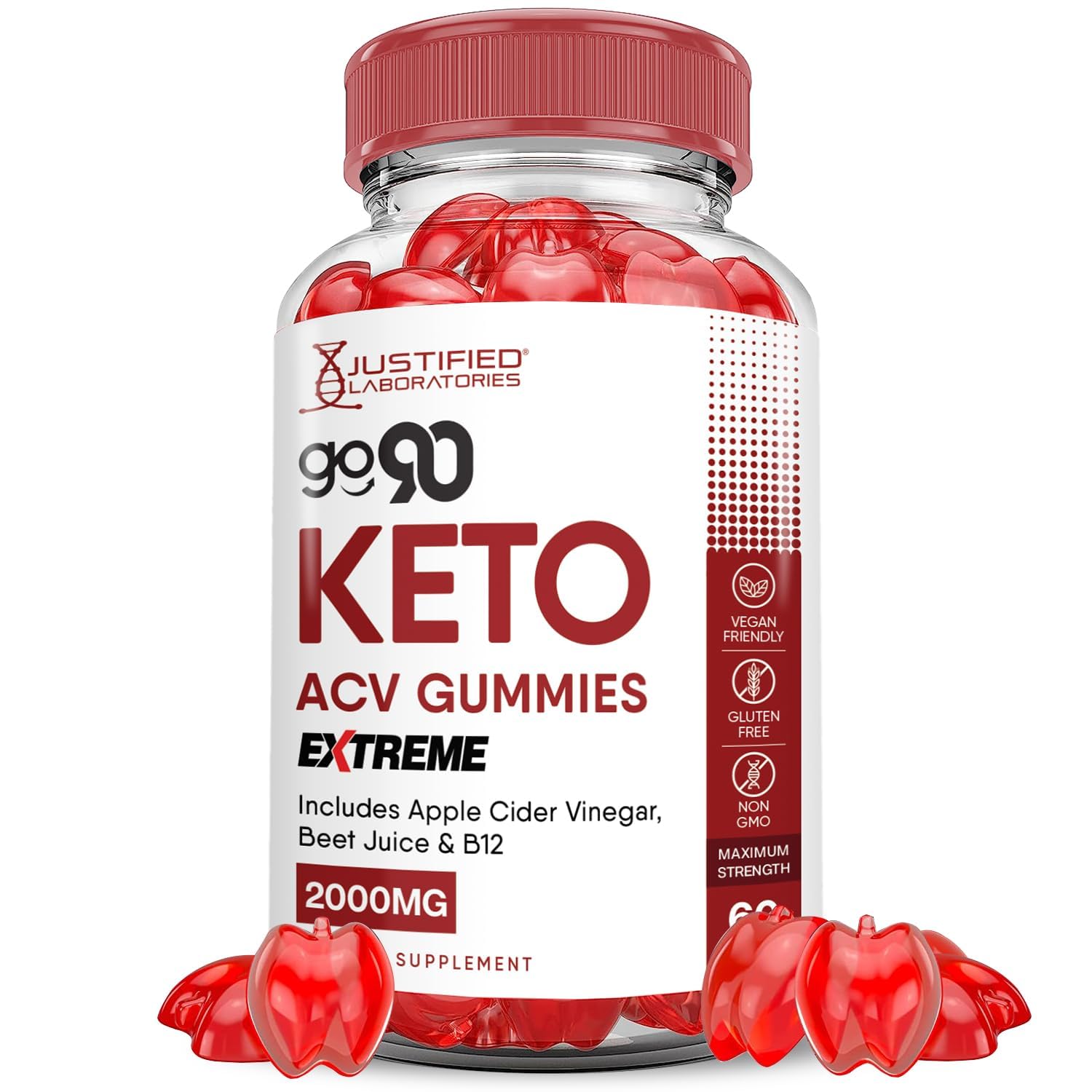 Go 90 Keto ACV Gummies Extreme 2000mg bottle front view