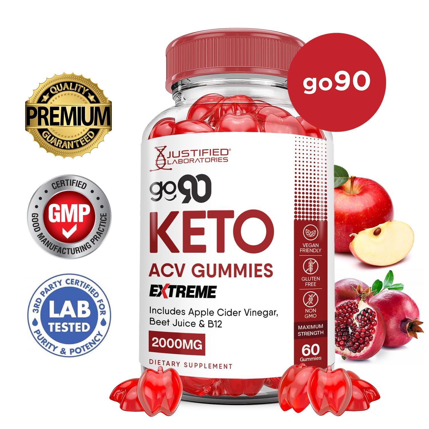 Gummies infused with pomegranate and beet juice for ACV benefits