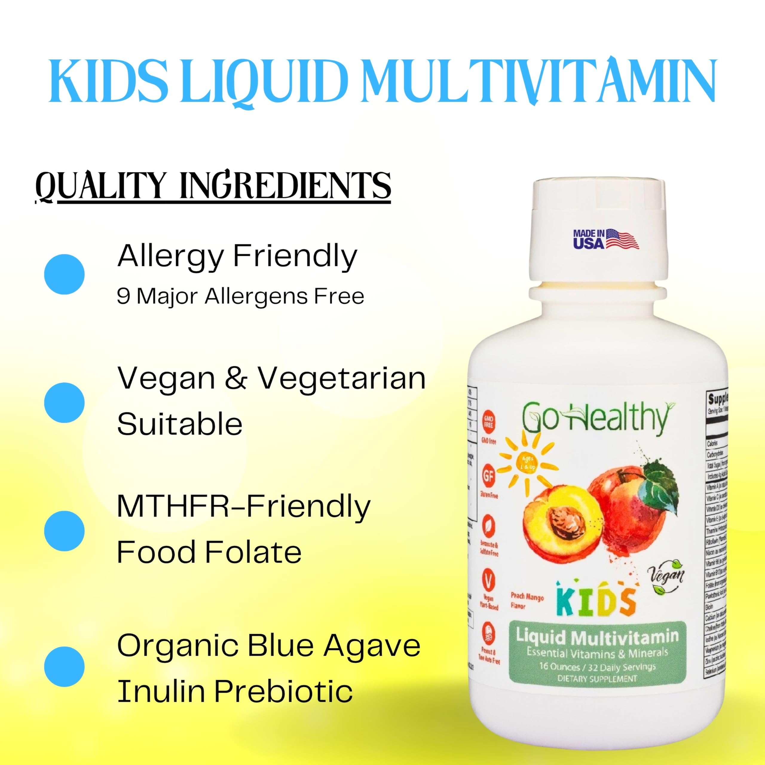 Immune support label on Go Healthy Kids Liquid Multivitamin
