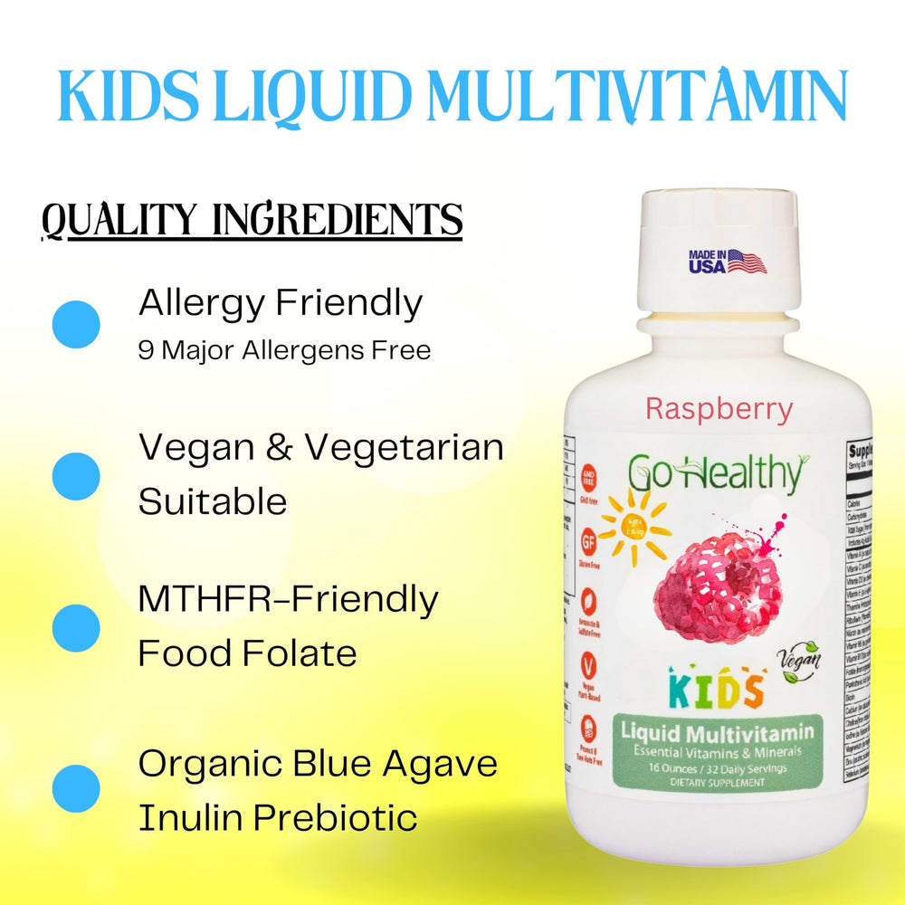 Go Healthy Kids Raspberry liquid multivitamin bottle