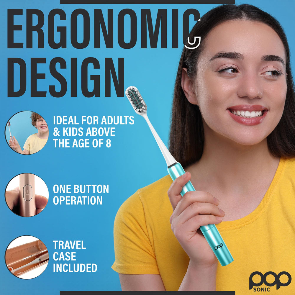 Toothbrush in stylish travel case for on-the-go use