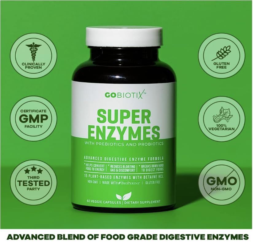 Lifestyle shot of GoBiotix digestive enzymes capsules