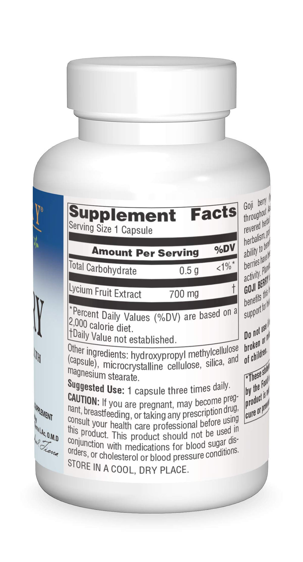 Goji berries and the supplement bottle