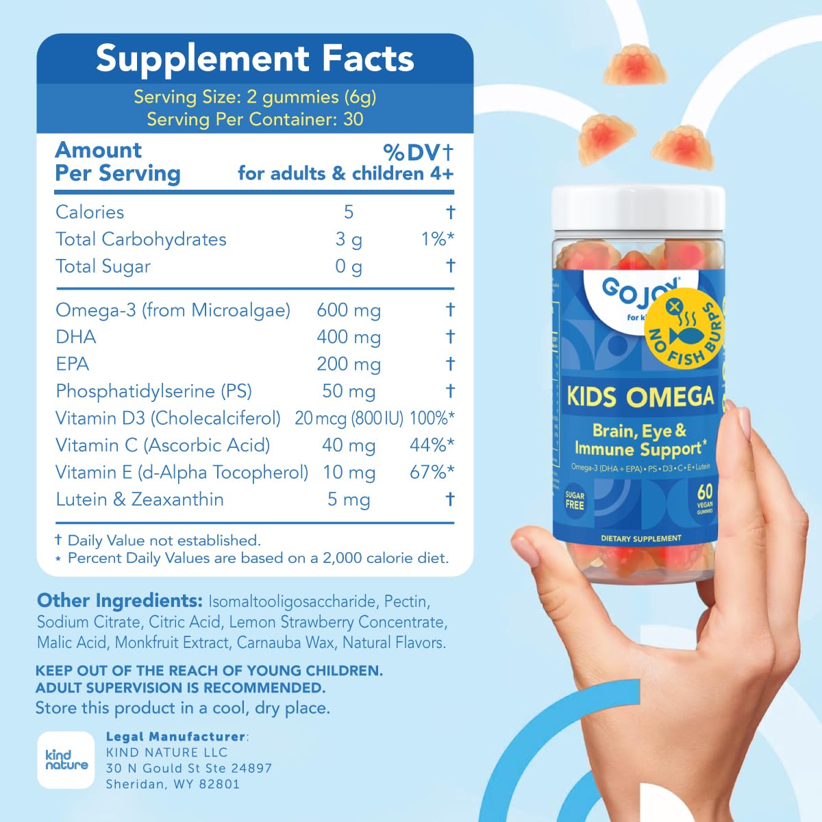 Sugar-free, vegan GOJOY Omega-3 gummies