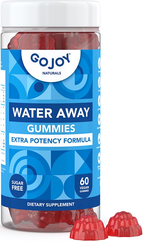 GOJOY NATURALS Water Away Gummies bottle label highlighting herbal diuretic support
