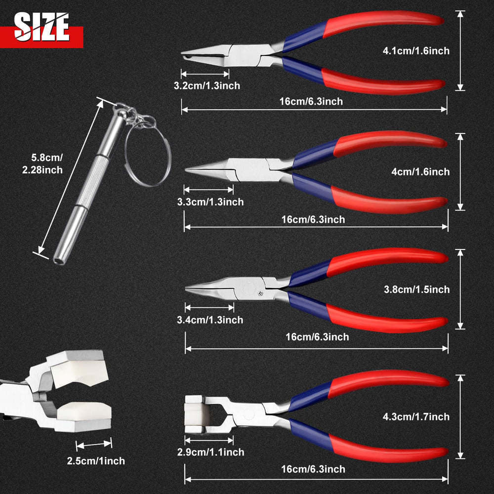 GOLD DEER eyeglass pliers set with stainless steel noses and blue and red double-dip handles