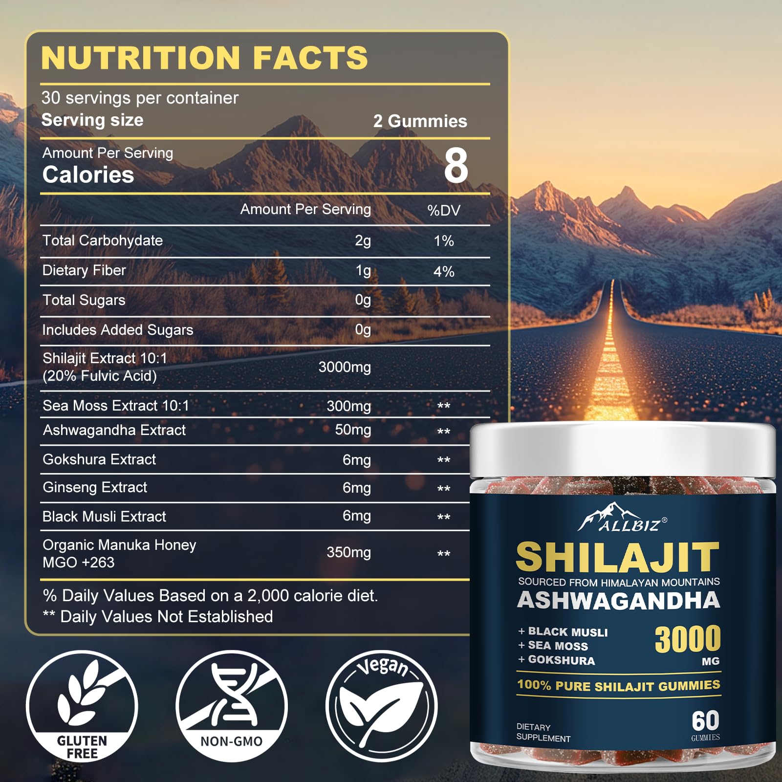 Gold grade Himalayan Shilajit gummies with Ashwagandha